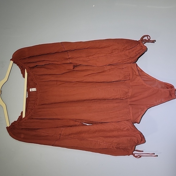Free People Intimately Boho Rust Long Sleeve Off Shoulder Bodysuit Blouse - Picture 2 of 13